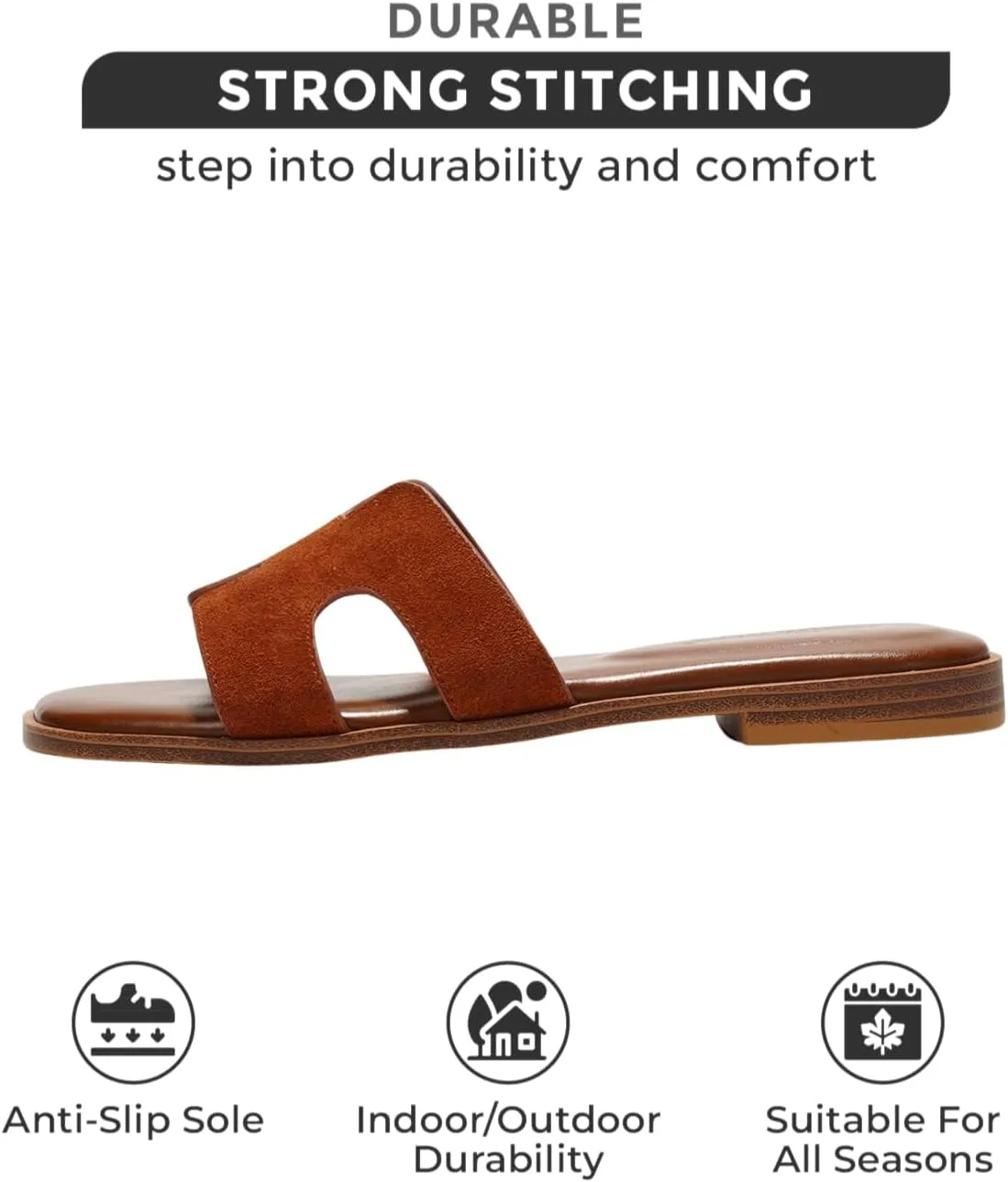 Project Cloud Genuine Leather Summer Sandals for Women 2025 - Fashion Flat Womens Sandals with Memory Foam Insole Slides Sandals Women Footwear - Mules Women's Sandals (Jannel)