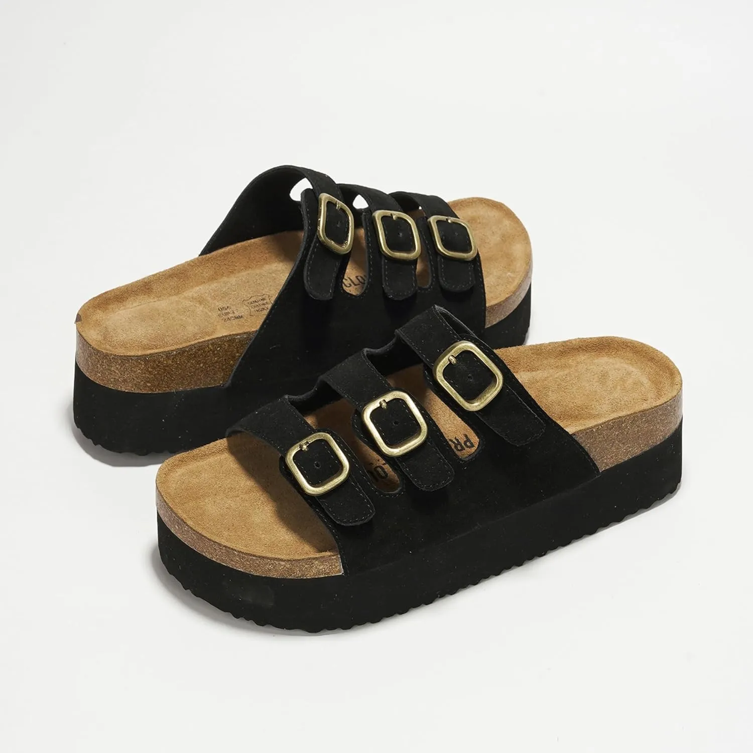 Project Cloud Genuine Suede Womens Sandals - Comfortable Wedges & Platform Sandals for Women with Memory Foam Insole - Non-Slip 3-Strap Wedge for Women Footwear (Dyan)