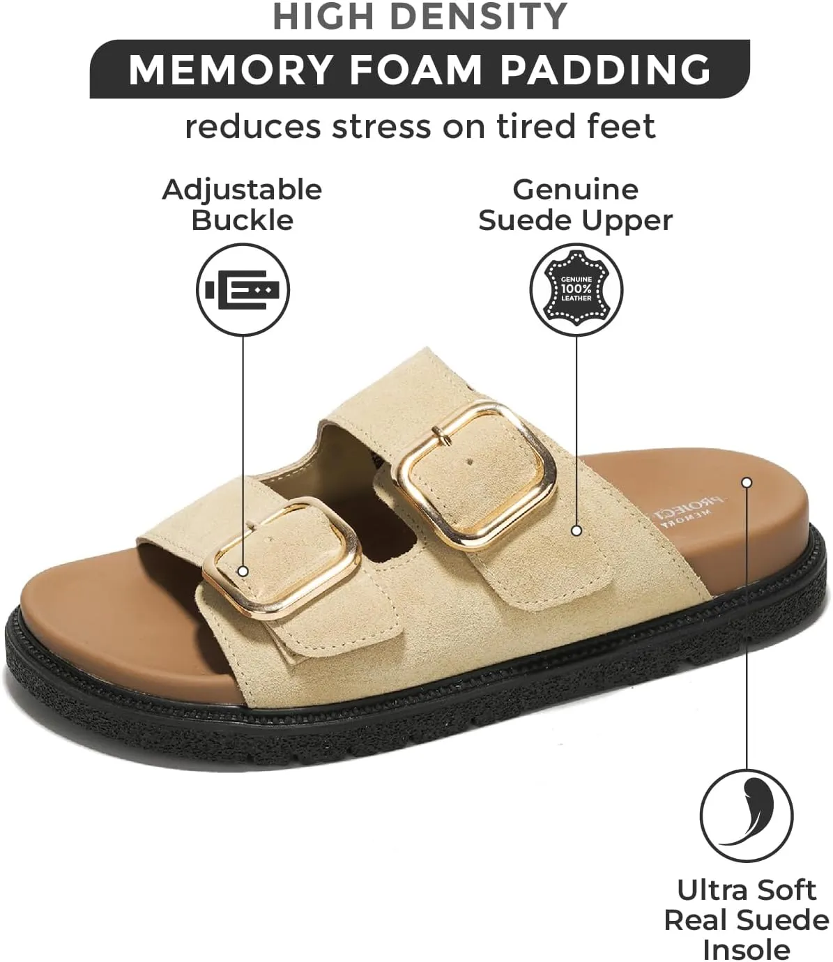 Project Cloud Platform Sandals Women Footwear - Comfortable Summer Slides Memory foam Insole with Adjustable Straps - Casual Wear Womens Sandals (Sharl)