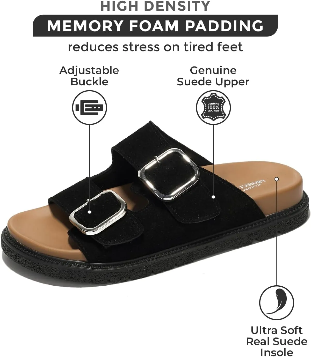 Project Cloud Platform Sandals Women Footwear - Comfortable Summer Slides Memory foam Insole with Adjustable Straps - Casual Wear Womens Sandals (Sharl)