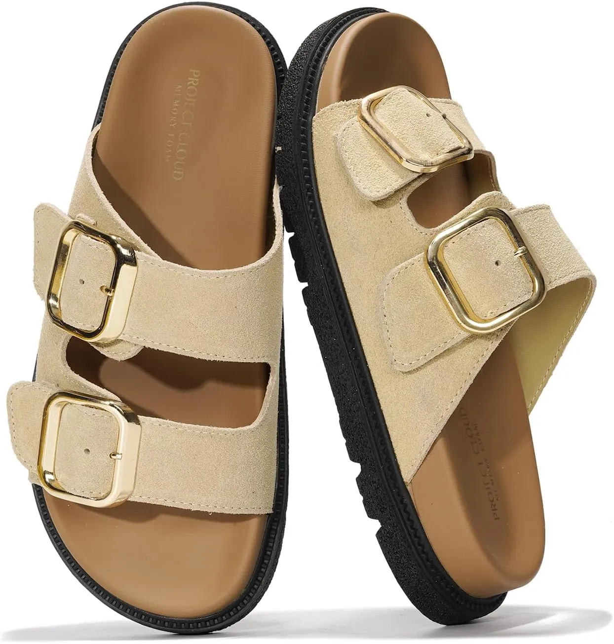 Project Cloud Platform Sandals Women Footwear - Comfortable Summer Slides Memory foam Insole with Adjustable Straps - Casual Wear Womens Sandals (Sharl)