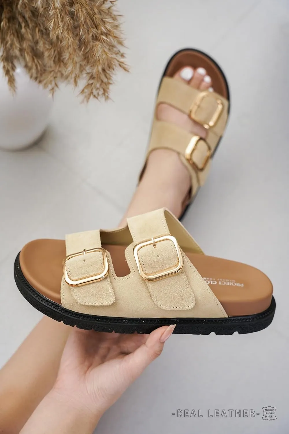 Project Cloud Platform Sandals Women Footwear - Comfortable Summer Slides Memory foam Insole with Adjustable Straps - Casual Wear Womens Sandals (Sharl)