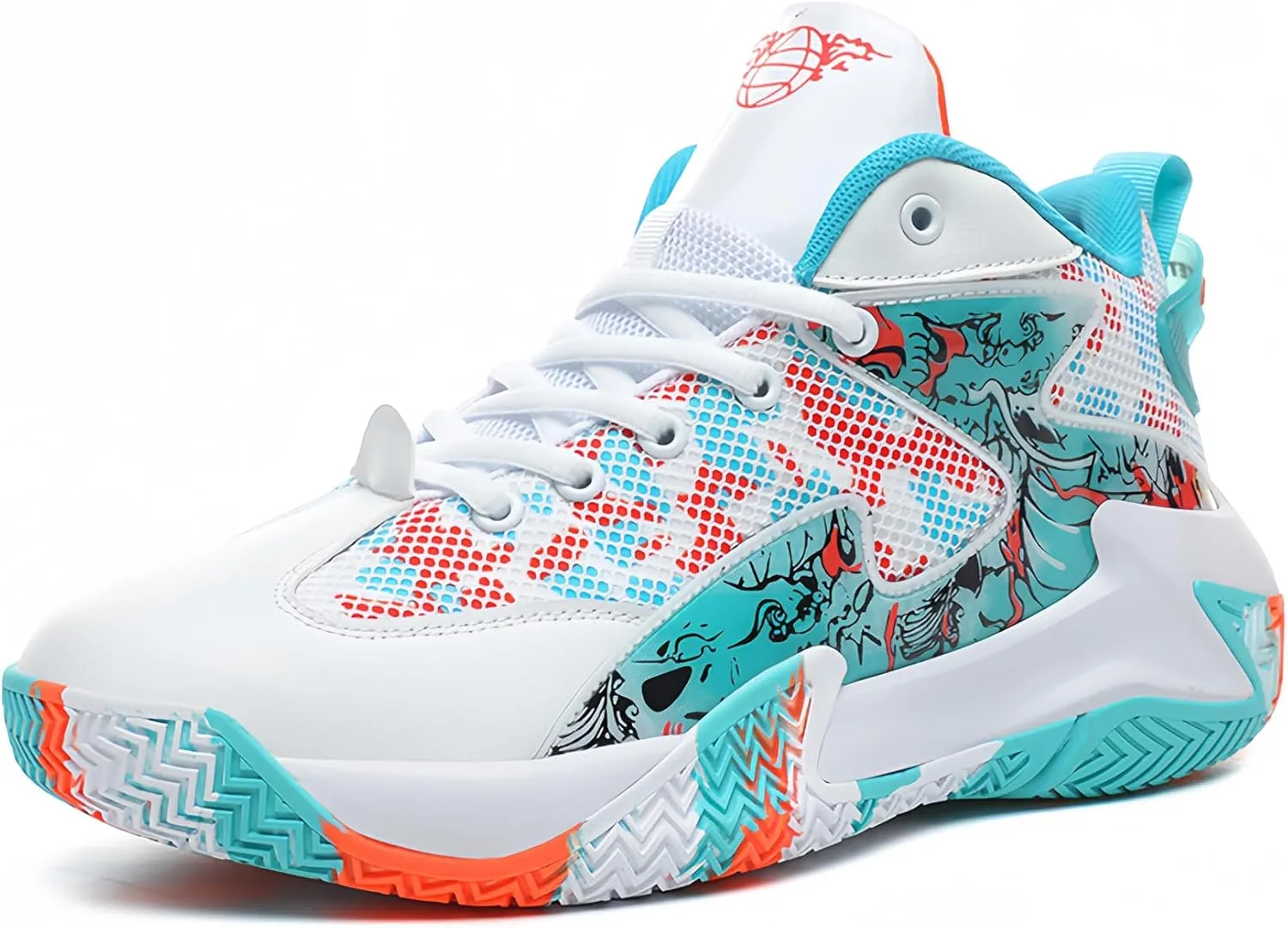 Qiucdzi Mens Basketball Shoes Non-Slip Breathable Outdoor Sneakers Fashion Graffiti Sports Training Shoes for Running Walking