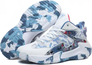 Qiucdzi Mens Basketball Shoes Non-Slip Breathable Outdoor Sneakers Fashion Graffiti Sports Training Shoes for Running Walking