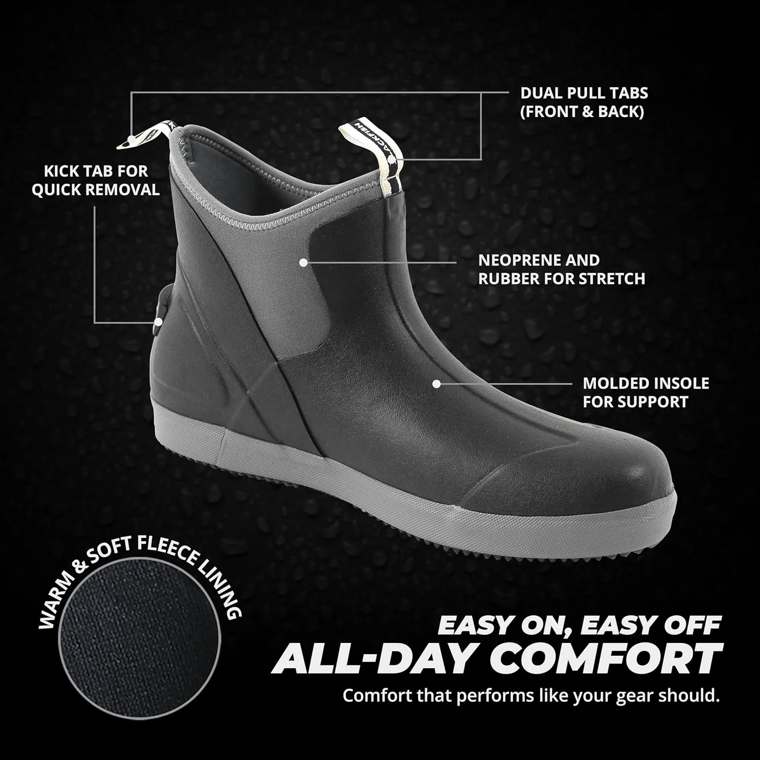 Rage Deck Ankle Boot – Waterproof, All-Season Outdoor Boot – Insulated, Slip-Resistant, Fleece-Lined Footwear for Ice Fishing, Gardening, Boating & More– Clam Outdoors Gear