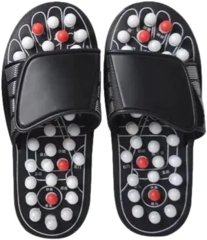 Reflexology Foot Pressure Point Massage Tools Mat Massage Slippers Slides Sandals Shoes, Back Knee Feet Arch Heel Pain and Tension Relief Products Gifts (M-Men(7-8) Women(8.5-9.5), 2Pairs)