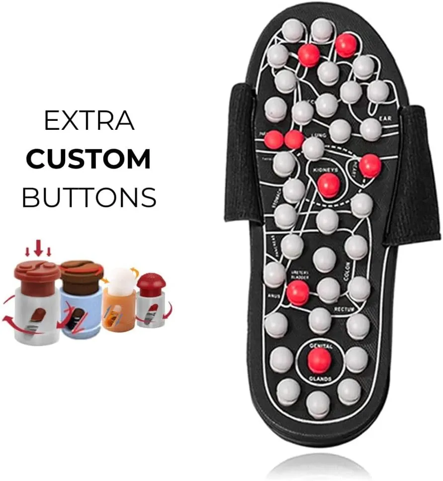 Reflexology Foot Pressure Point Massage Tools Mat Massage Slippers Slides Sandals Shoes, Back Knee Feet Arch Heel Pain and Tension Relief Products Gifts (M-Men(7-8) Women(8.5-9.5), 2Pairs)