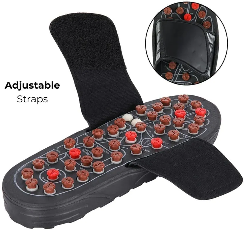 Reflexology Foot Pressure Point Massage Tools Mat Massage Slippers Slides Sandals Shoes, Back Knee Feet Arch Heel Pain and Tension Relief Products Gifts (M-Men(7-8) Women(8.5-9.5), 2Pairs)