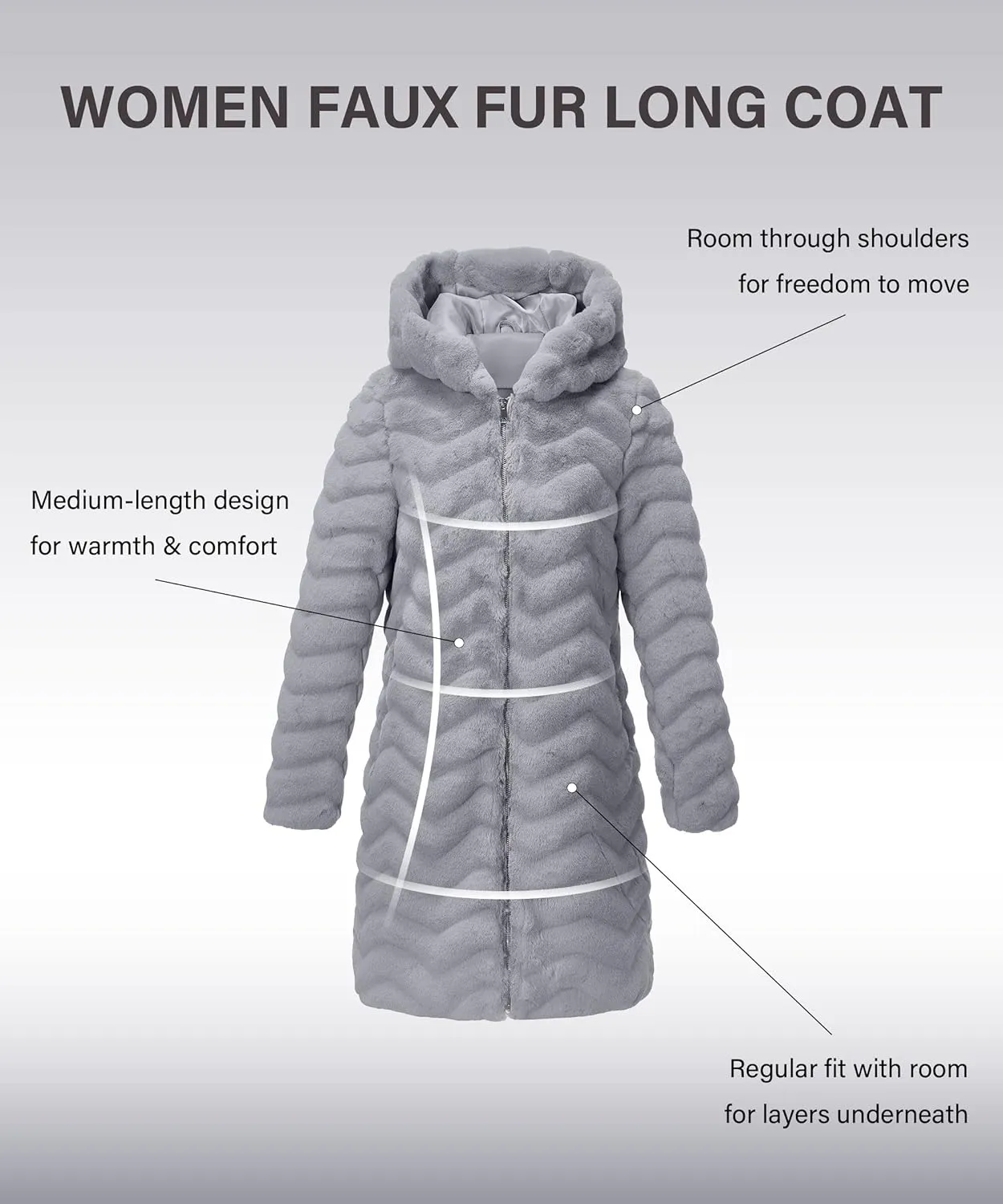 RISISSIDA Women Long Faux Fur Coat Fuzzy Jacket Hooded Winter Fall Warm Overcoat