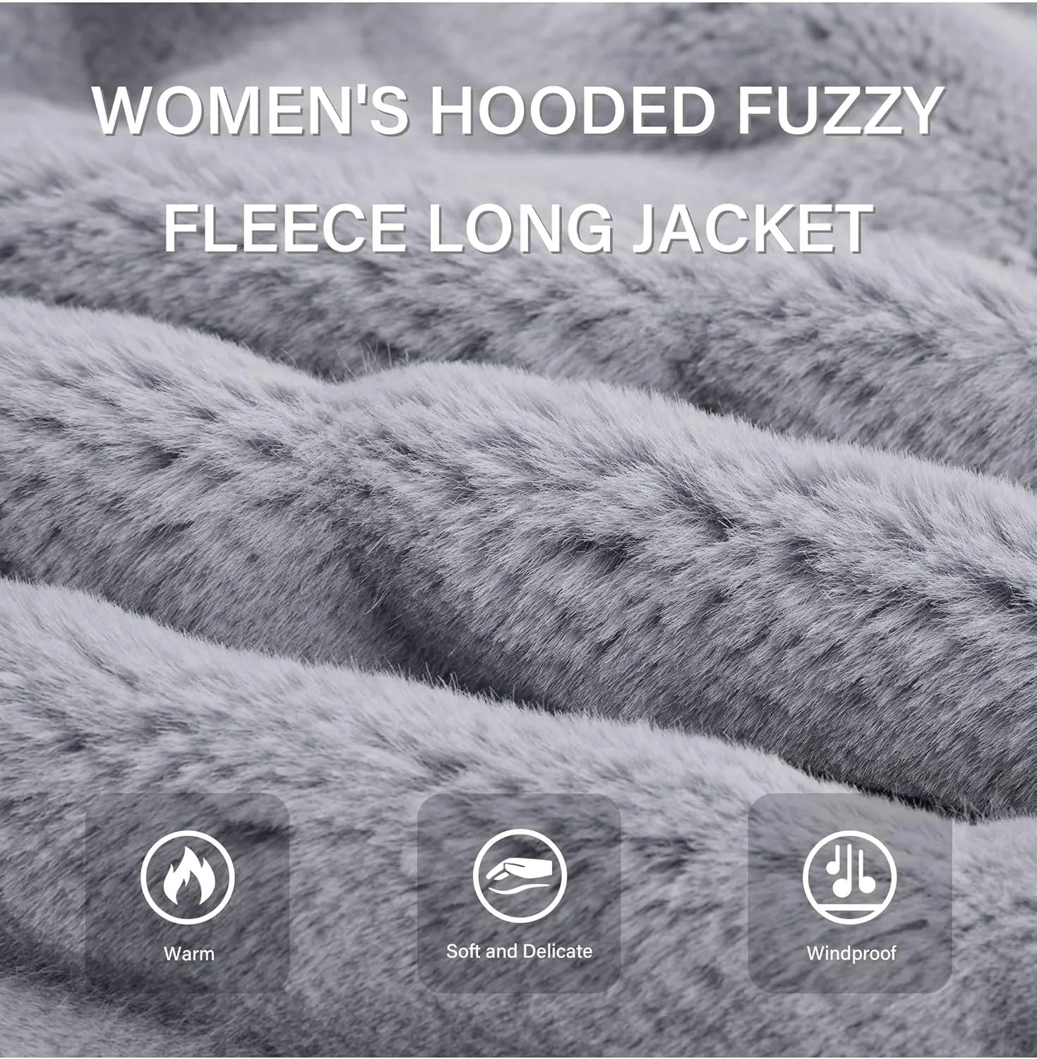 RISISSIDA Women Long Faux Fur Coat Fuzzy Jacket Hooded Winter Fall Warm Overcoat