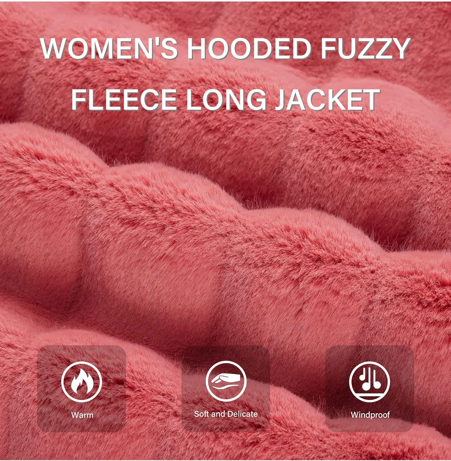 RISISSIDA Women Long Faux Fur Coat Fuzzy Jacket Hooded Winter Fall Warm Overcoat