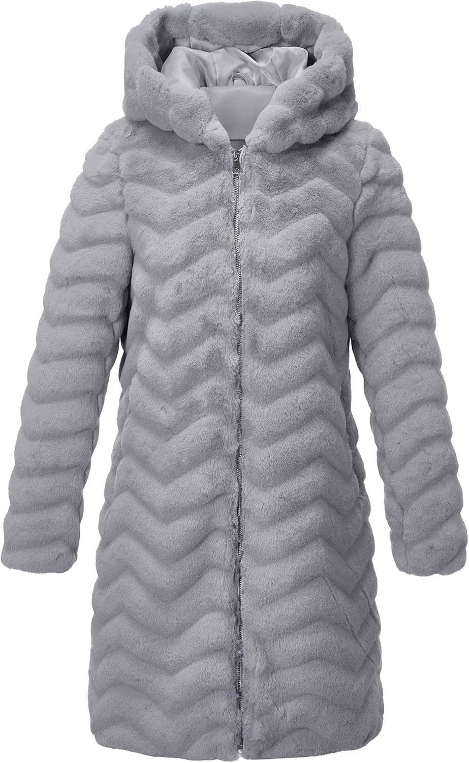 RISISSIDA Women Long Faux Fur Coat Fuzzy Jacket Hooded Winter Fall Warm Overcoat