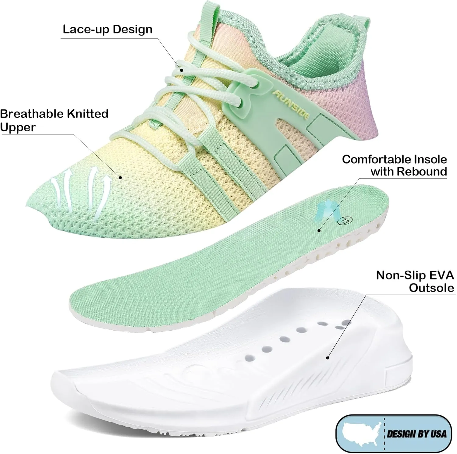 RUNSIDE Girls Tennis Shoes Lightweight Sports Kids Sneakers Lace-up for Running/Walking, Toddler/Little Kid/Big Kid