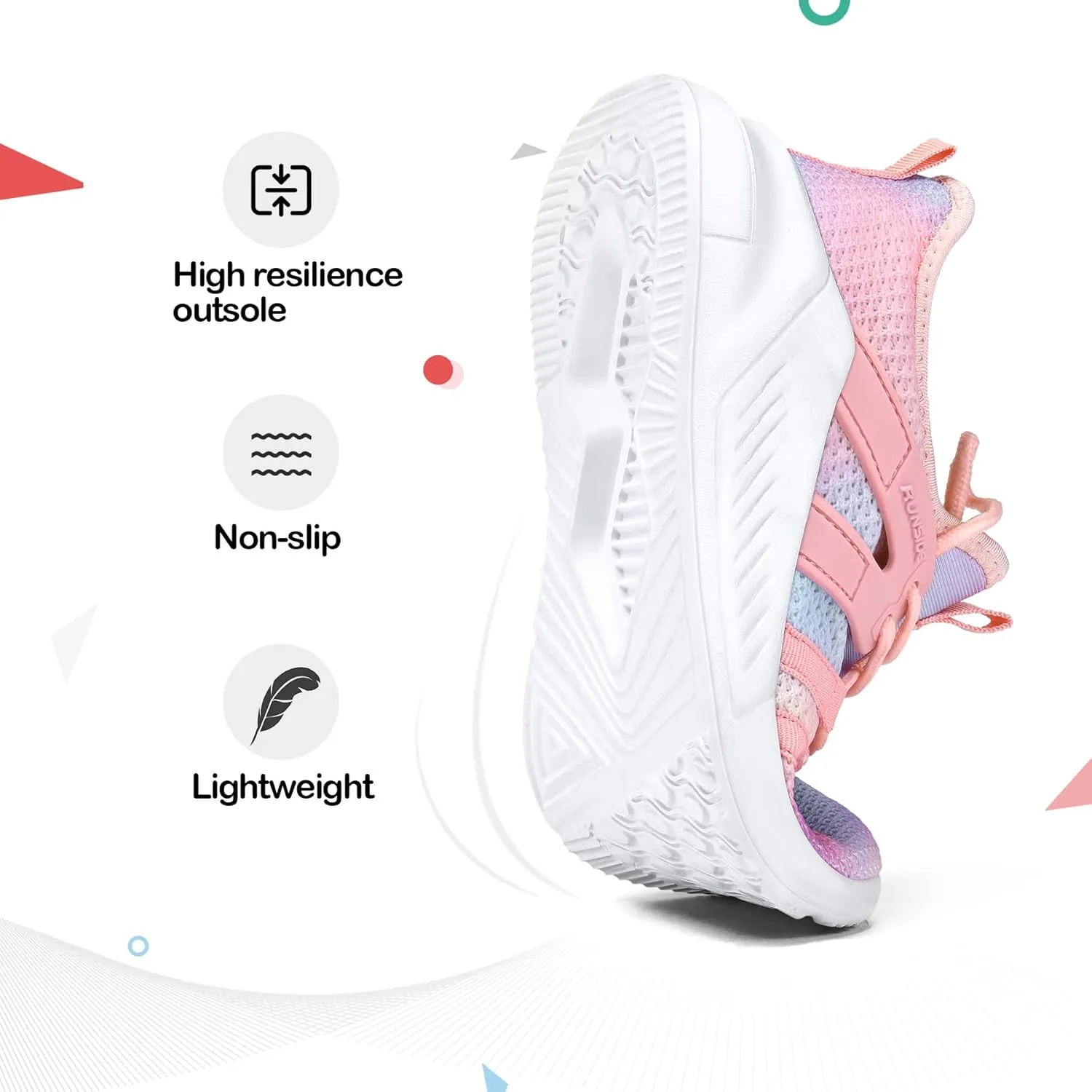 RUNSIDE Girls Tennis Shoes Lightweight Sports Kids Sneakers Lace-up for Running/Walking, Toddler/Little Kid/Big Kid