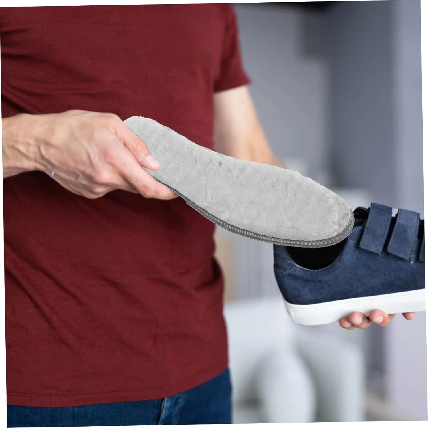 SAFIGLE Thermal Insoles for Men 4 Pack Slipper Insoles Plush Ski Boot Soles Winter No Crease Inserts Comfortable for Boots and Shoes