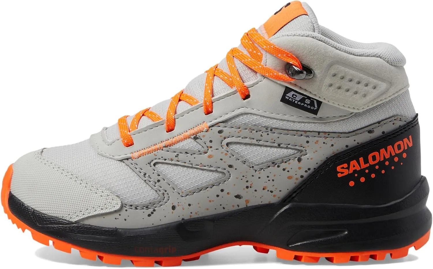 Salomon® Kids Outway Mid CS WP Shoes for Kids – Leather and Textile Upper, Lining, Insole – Synthetic Outsole