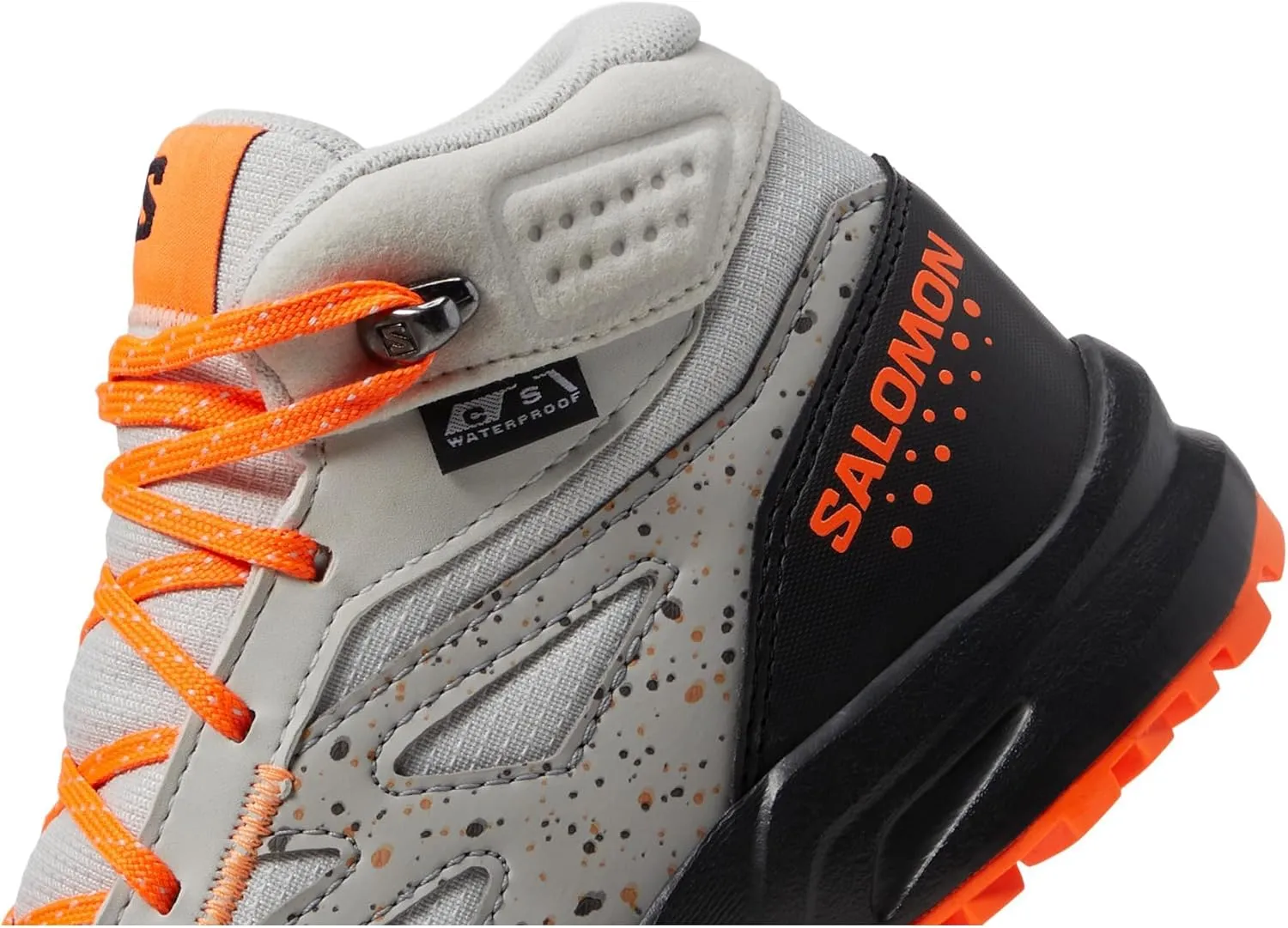 Salomon® Kids Outway Mid CS WP Shoes for Kids – Leather and Textile Upper, Lining, Insole – Synthetic Outsole