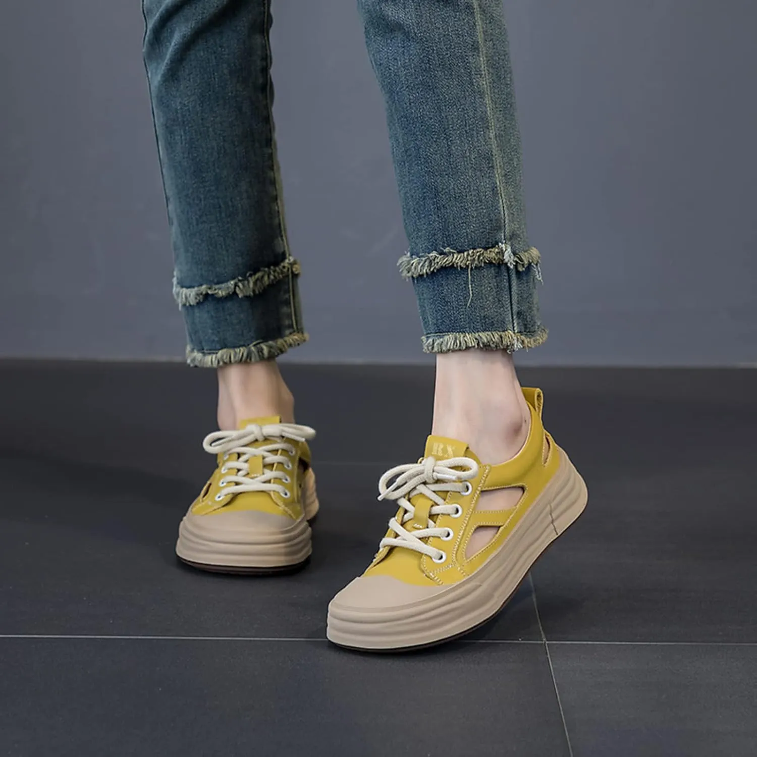 Sandals for Women Genuine Leather Skeleton Sneakers Casual Hiking Athletic Sandals Dressy Chunky Sandals For Summer