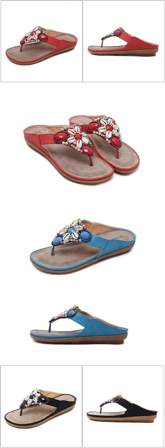 Seashell Sandals for Women Beach Flip Flops Summer Cute Dressy Boho Bohemia Alternative Hiking Pumps Cruise Swimming Pool Rave Parties Gifts Holiday Vacation