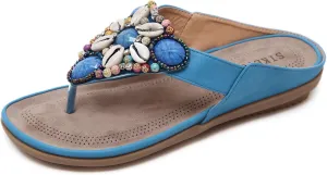 Seashell Sandals for Women Beach Flip Flops Summer Cute Dressy Boho Bohemia Alternative Hiking Pumps Cruise Swimming Pool Rave Parties Gifts Holiday Vacation
