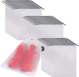 Set of 24 Portable Translucent Shoe Bags for Travel Large Clear Shoes Pouch Storage Organizer with Drawstring for Men and Women