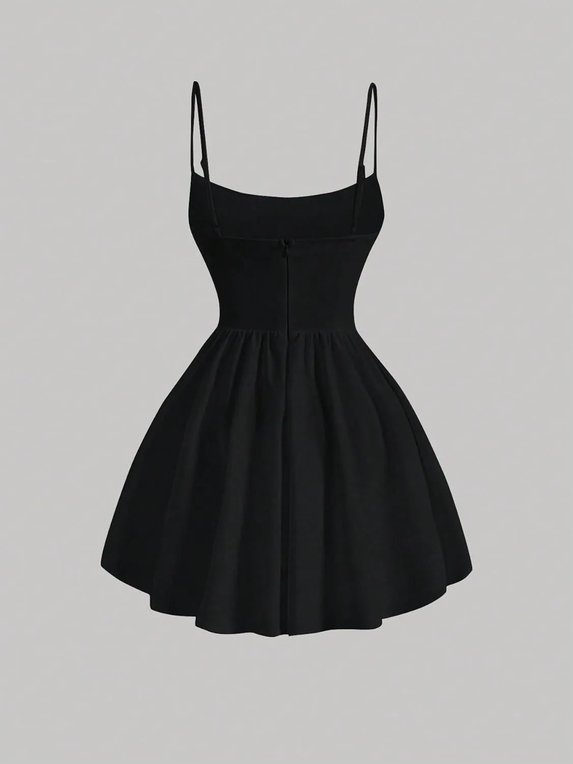 SHENHE Women's Ruched Corset Dress Spaghetti Strap Fit and Flare Flowy Skater Mini Cami Dress