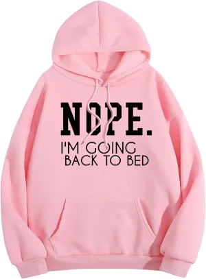 SHENHE Women's Slogan Letter Print Long Sleeve Hooded Sweatshirt Pullover Hoodie Tops