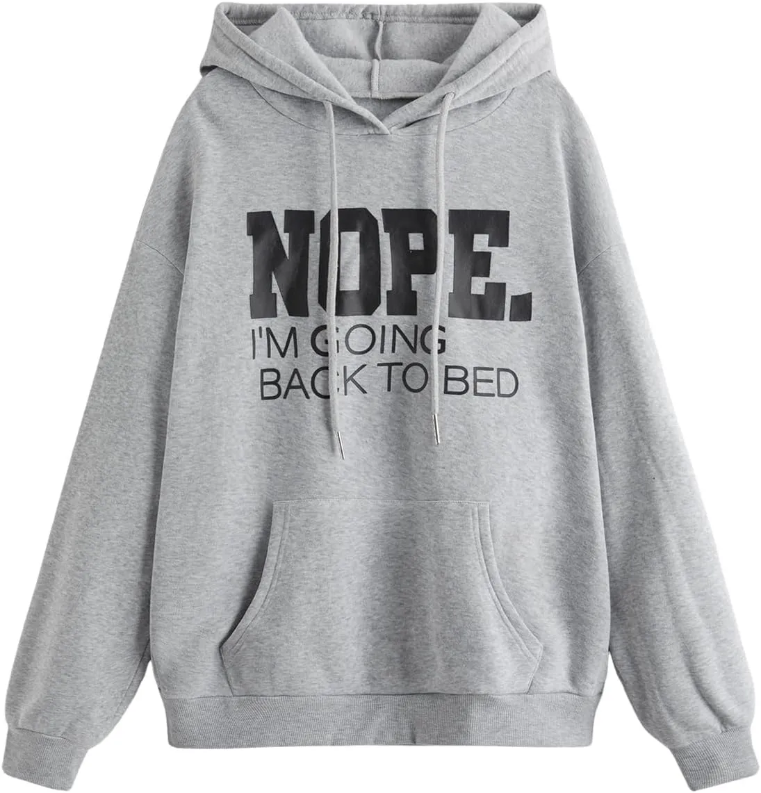 SHENHE Women's Slogan Letter Print Long Sleeve Hooded Sweatshirt Pullover Hoodie Tops