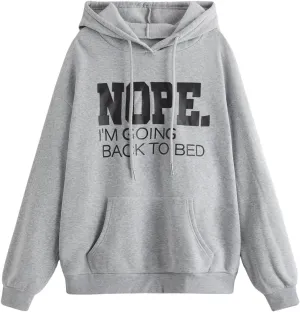 SHENHE Women's Slogan Letter Print Long Sleeve Hooded Sweatshirt Pullover Hoodie Tops