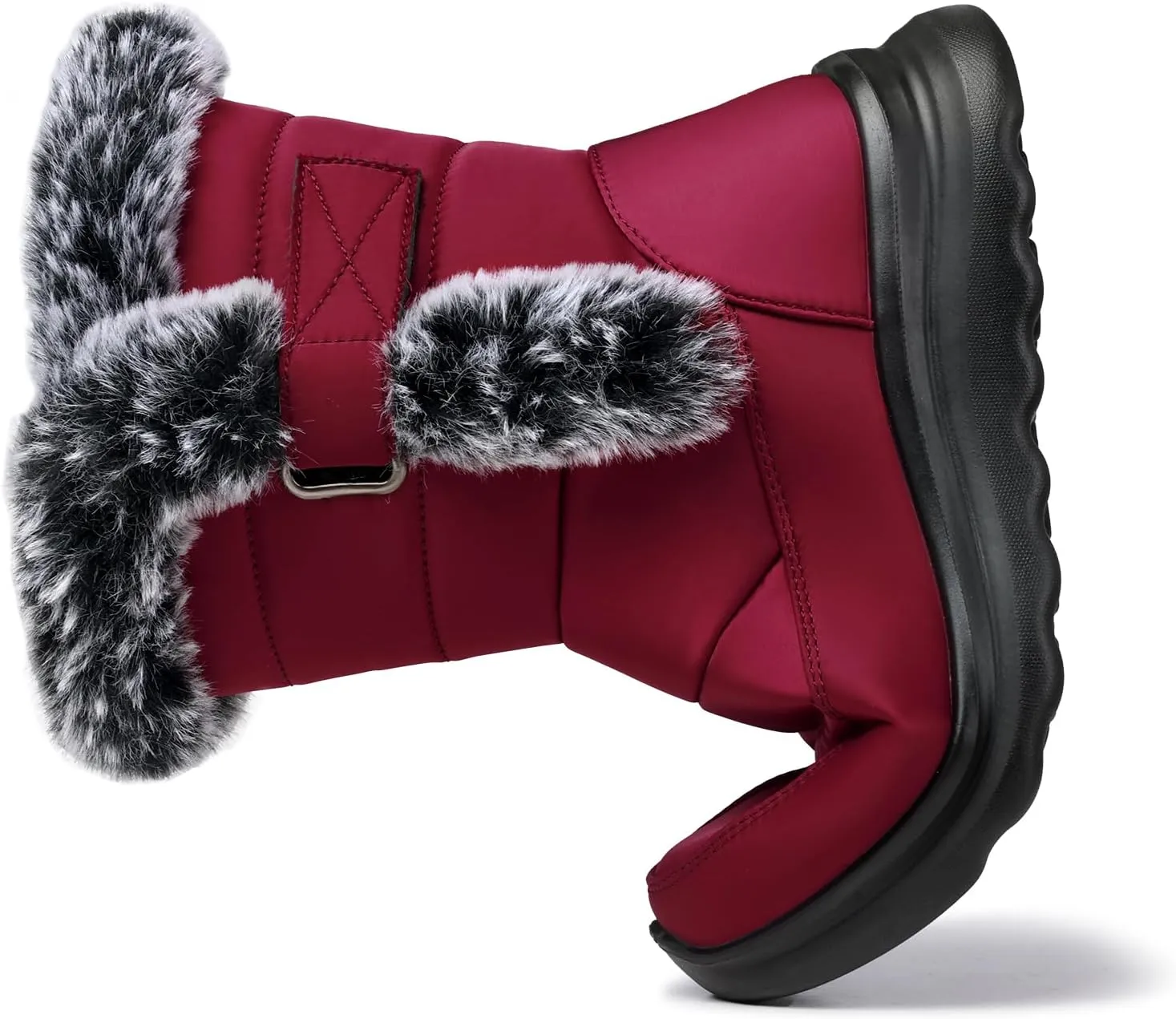 SHIBEVER Waterproof Winter Boots for Women: Snow Mid Calf Fur Lined Warm Women Boot Outdoor Resistant Booties