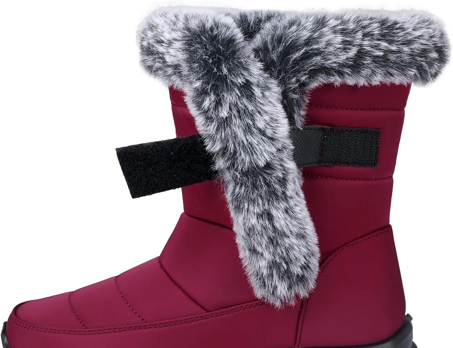 SHIBEVER Waterproof Winter Boots for Women: Snow Mid Calf Fur Lined Warm Women Boot Outdoor Resistant Booties