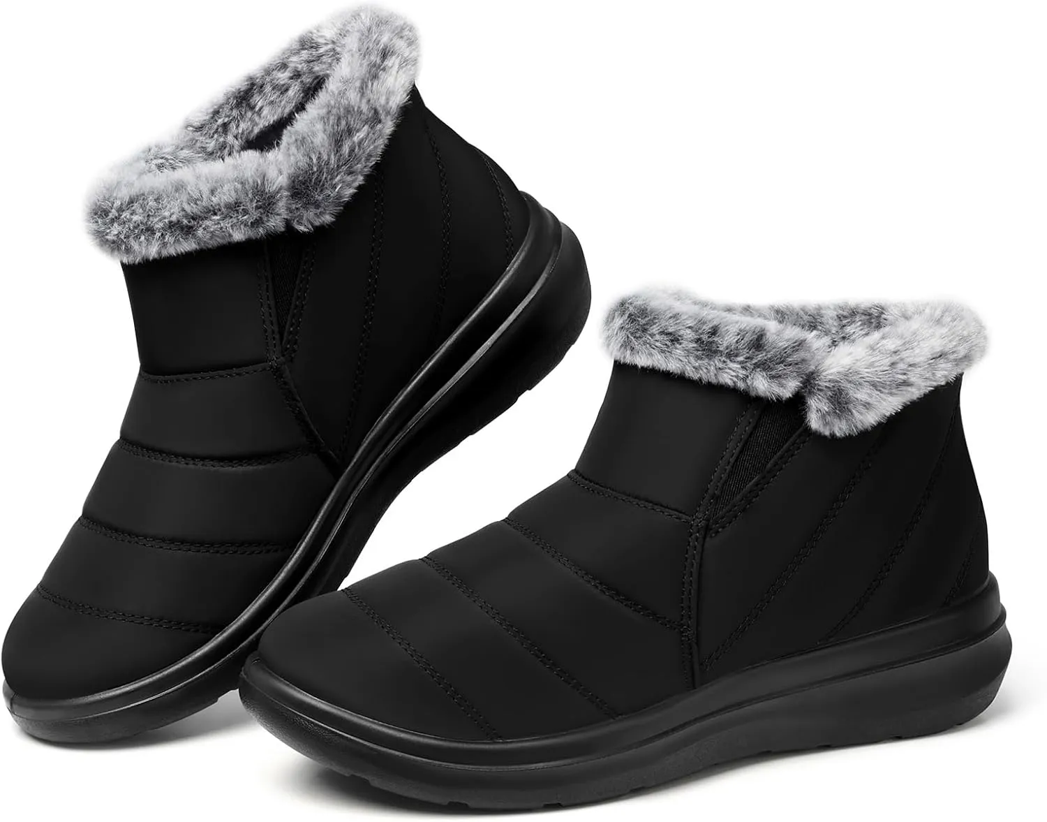 SHIBEVER Winter Waterproof Boots for Women: Snow Womens Ankle Fur Lined Shoes Slip On Warm Insulated Winter Boot