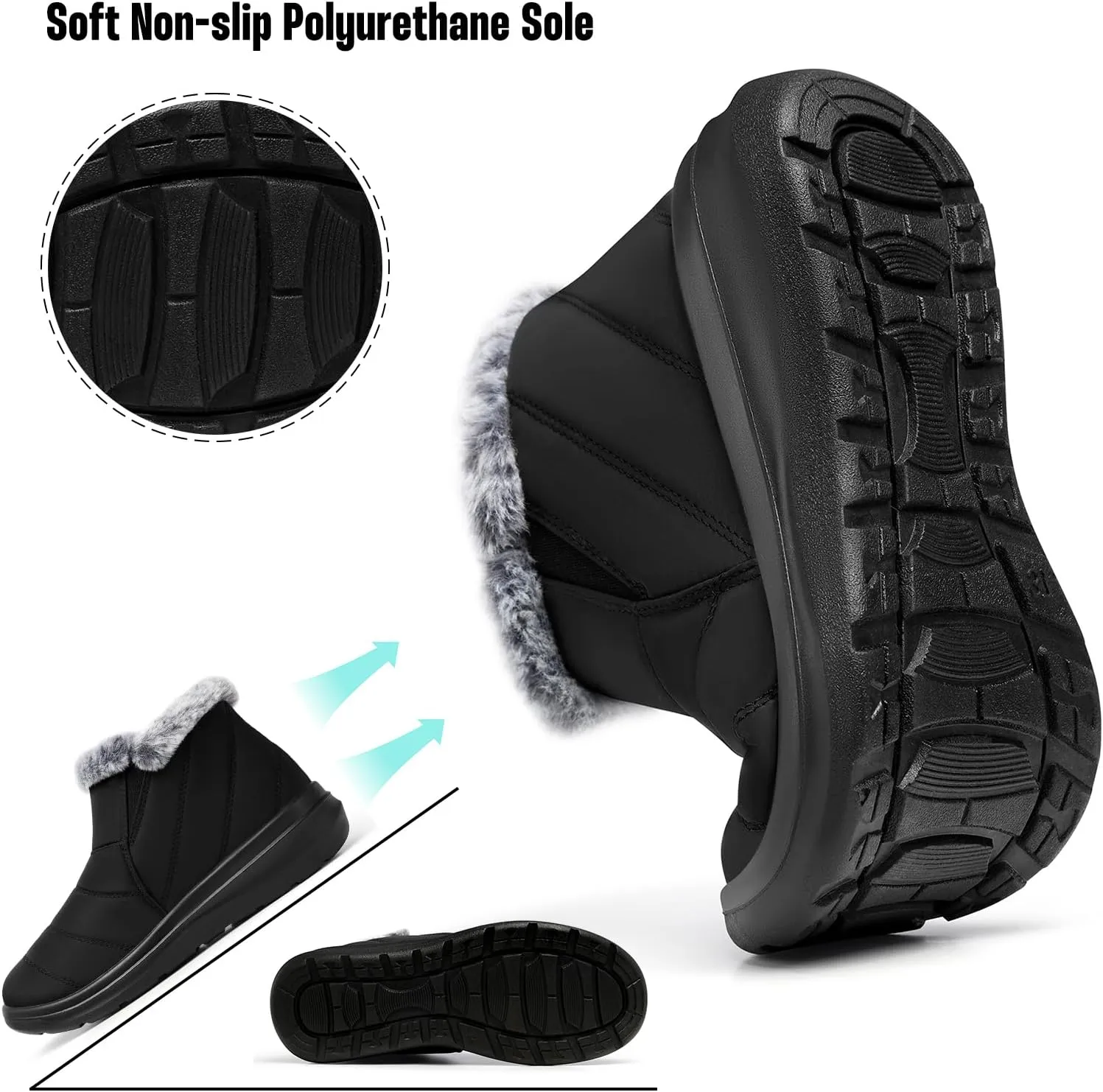 SHIBEVER Winter Waterproof Boots for Women: Snow Womens Ankle Fur Lined Shoes Slip On Warm Insulated Winter Boot