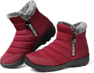 SHIBEVER Women Winter Snow Boots: Womens Waterproof Fur Lined Warm Boot Outdoor Walking Comfortable Slip On Zipper Ankle Booties