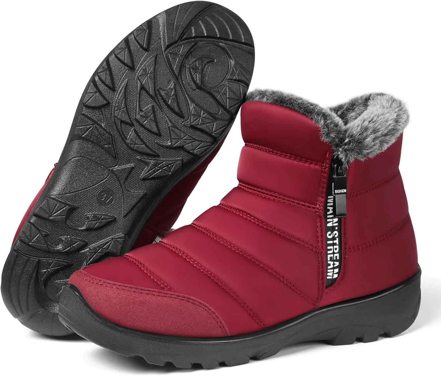 SHIBEVER Women Winter Snow Boots: Womens Waterproof Fur Lined Warm Boot Outdoor Walking Comfortable Slip On Zipper Ankle Booties