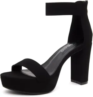 Shoe Land SL-Cutesy Women's Platform Heels Chunky Block High Heeled Sandals Open Toe Ankle Strappy High Heels Black Red Chunky Platform Heels for Prom Wedding Party