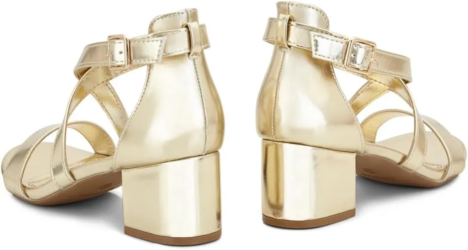 Shoe Land SL-LESSA Women's Low Heels Open Toe Dress Heeled Sandals Cross Ankle Strap Chunky Block Short Heel Pumps Shoes for Office Prom Wedding Party