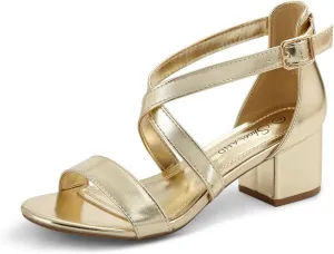 Shoe Land SL-LESSA Women's Low Heels Open Toe Dress Heeled Sandals Cross Ankle Strap Chunky Block Short Heel Pumps Shoes for Office Prom Wedding Party