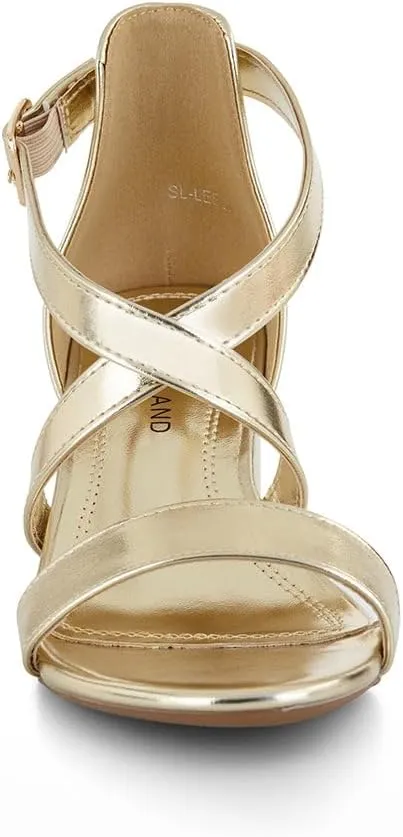 Shoe Land SL-LESSA Women's Low Heels Open Toe Dress Heeled Sandals Cross Ankle Strap Chunky Block Short Heel Pumps Shoes for Office Prom Wedding Party