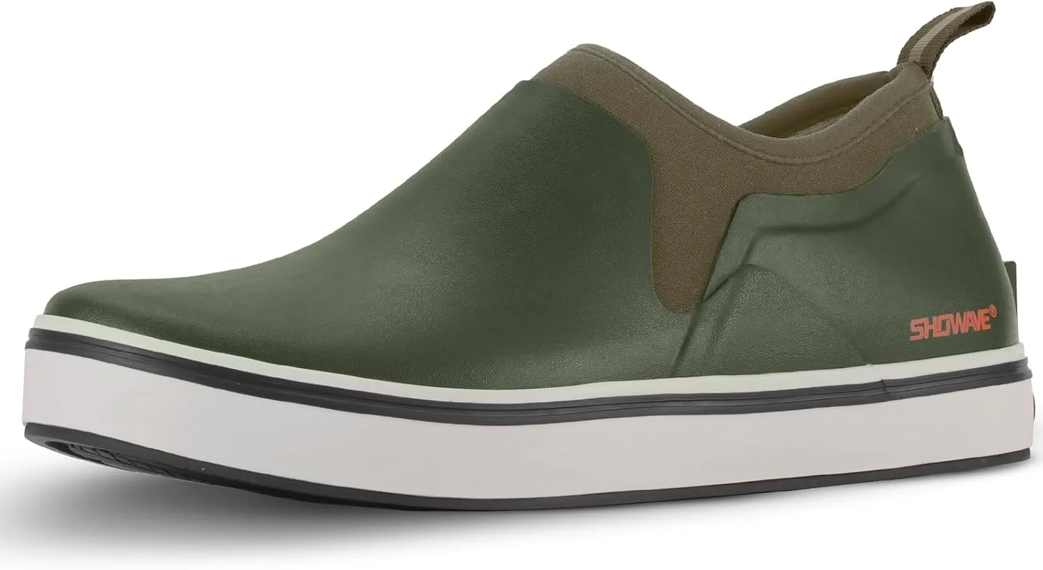 Showave Deck Shoes for Men Waterproof Garden Boots Slip-on Rain Shoes Breathable Ruber Fishing Shoes for Outdoor Mud Walking
