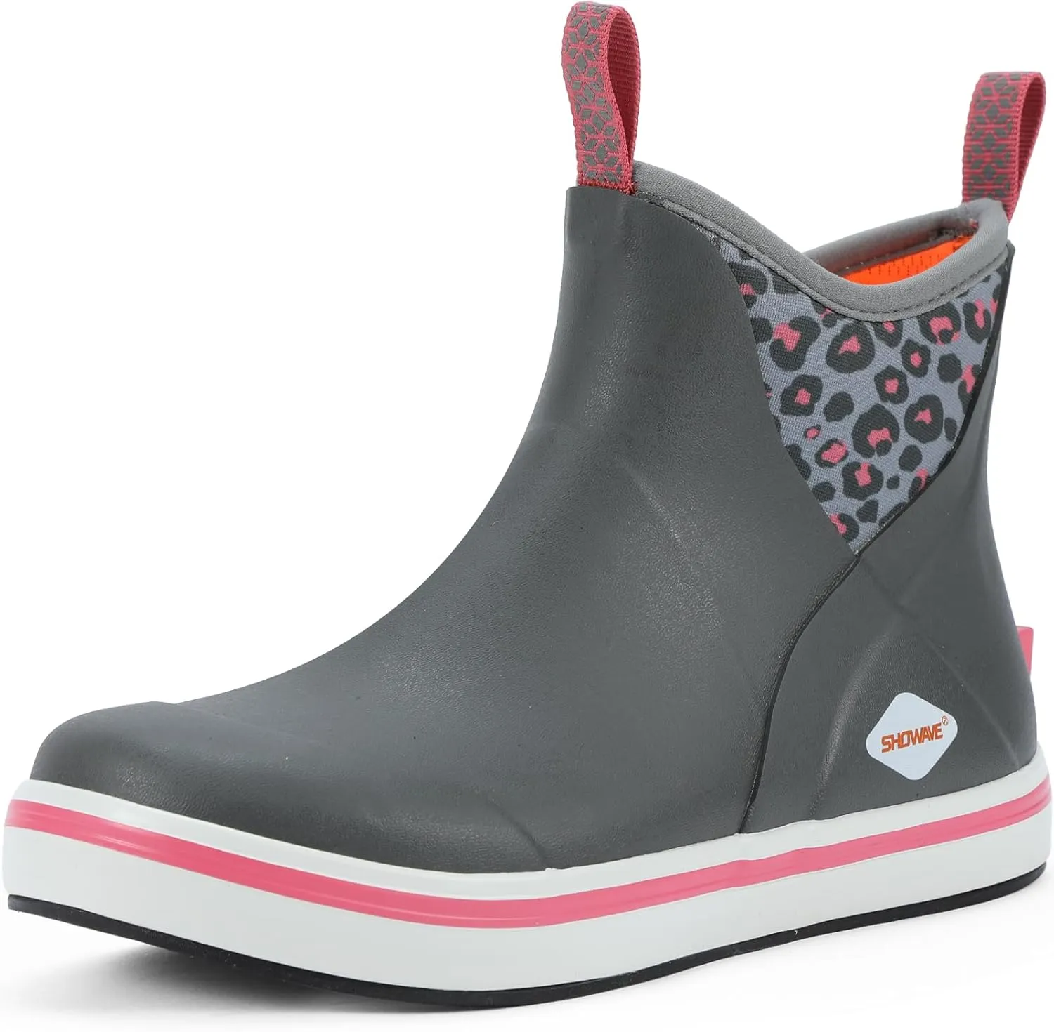 Showave Kid's Deck Boots Waterproof Ankle Rain Boots for Boys Girls Insulated Neoprene Rubber Boots Non-slip Child Rain Shoes