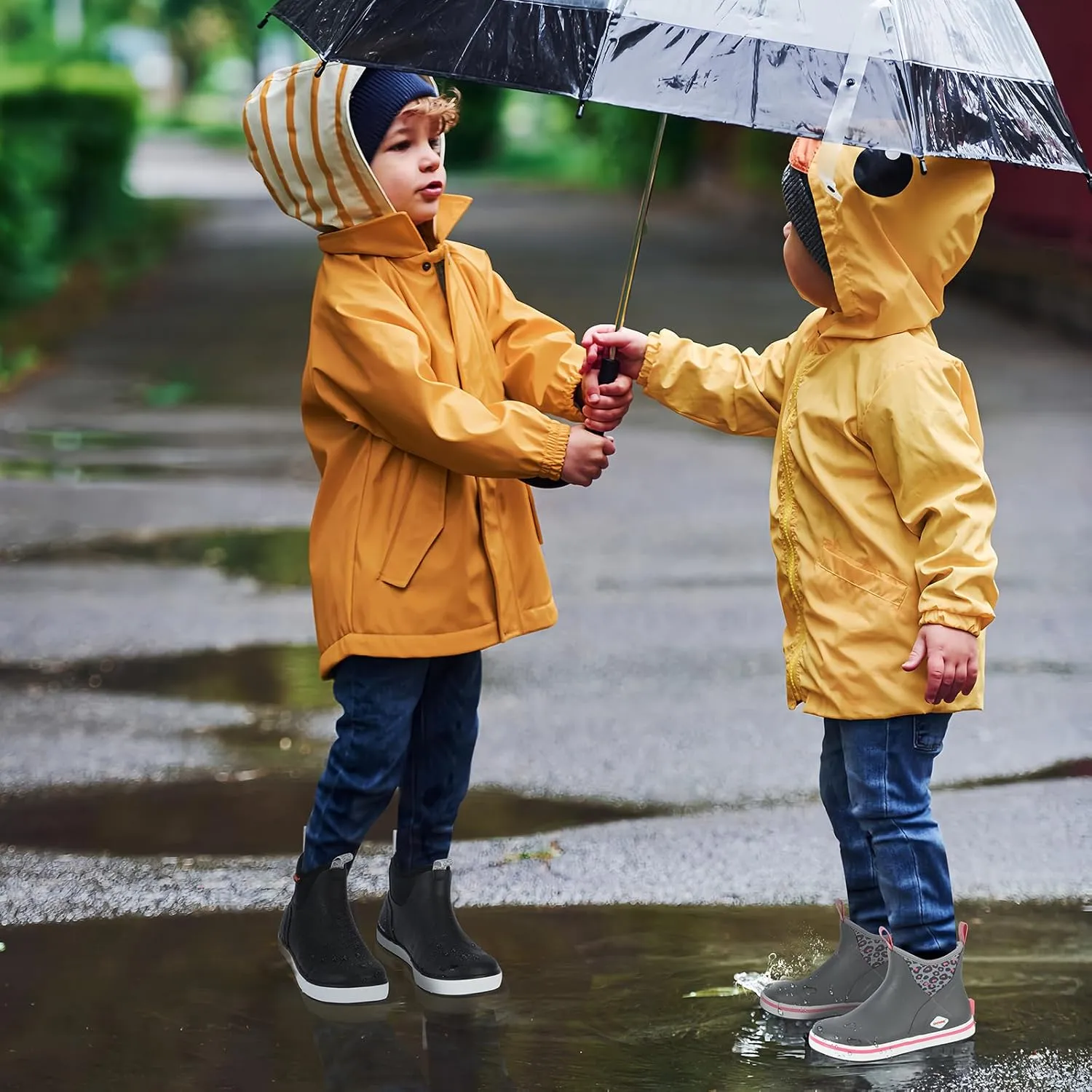 Showave Kid's Deck Boots Waterproof Ankle Rain Boots for Boys Girls Insulated Neoprene Rubber Boots Non-slip Child Rain Shoes