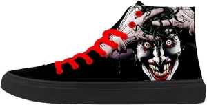 Skull Sneakers for Men - High Top Punk Rock Joker Print Fashion Shoes - Black Cool Footwear