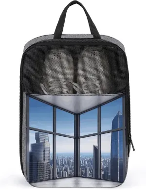 Skyscraper Buildings Shoe Bag Travel Shoe Organizer Water-Resistant Shoe Pouch with Zipper Sneaker Dust Bag