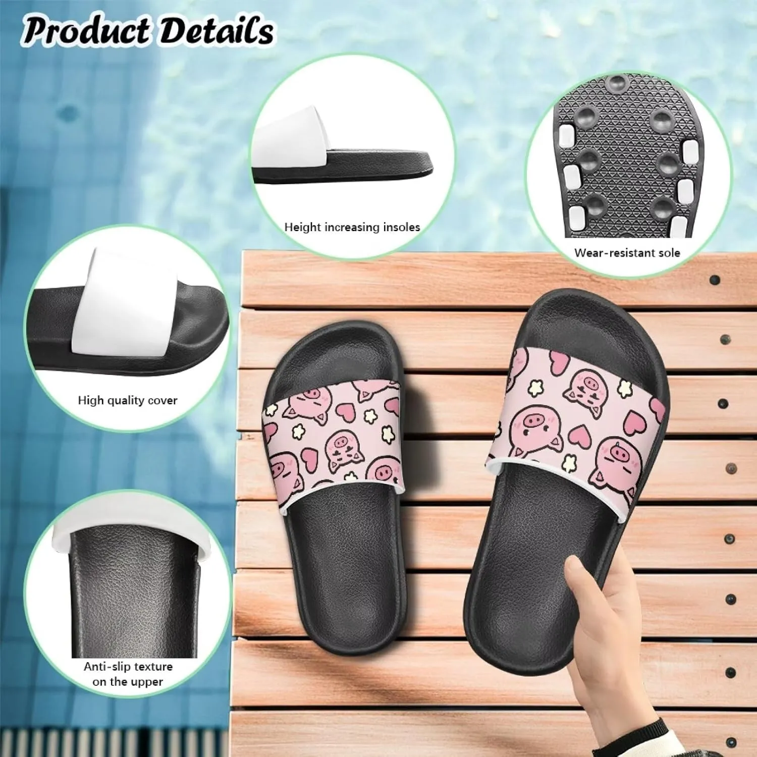 Slides for Girls - Comfortable Slip-On Kids Sandals, Slides for Indoor and Outdoor The Beach and Pool