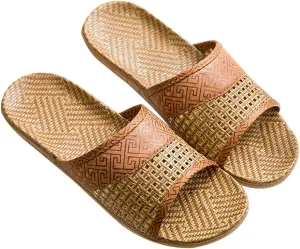 Slippers for Men Open Toe, Womens House Slippers Cute Grass Slippers Summer Home Indoor Linen Slippers Indoor Outdoor Wooden Floor Mute Couple Sandals Breathable Shoes ( Color : F , Size : 42/43 EU )