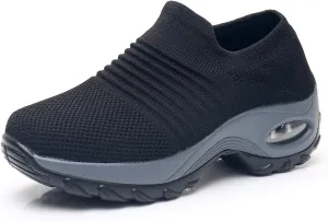 Slow Man Womens Walking Shoes Sock Sneakers Wide Width Hypersoft Slip on Hyper Arch Support Air Cushion Jazz Dance Mesh Lady Loafers Girls Modern no Laces