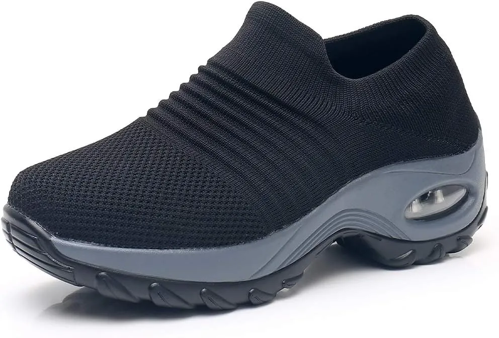 Slow Man Womens Walking Shoes Sock Sneakers Wide Width Hypersoft Slip on Hyper Arch Support Air Cushion Jazz Dance Mesh Lady Loafers Girls Modern no Laces