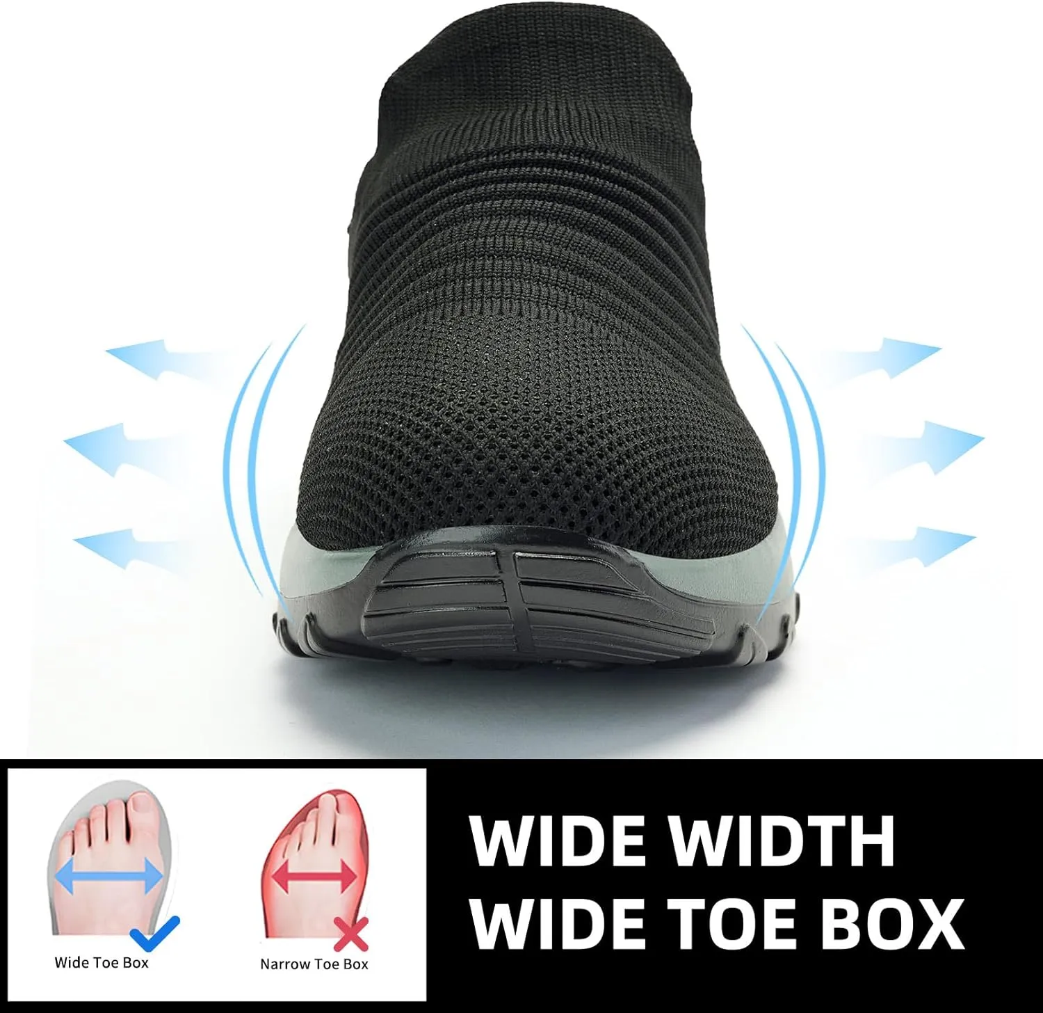 Slow Man Womens Walking Shoes Sock Sneakers Wide Width Hypersoft Slip on Hyper Arch Support Air Cushion Jazz Dance Mesh Lady Loafers Girls Modern no Laces