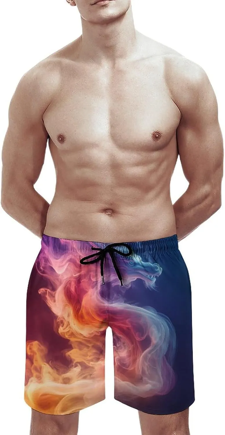 Smoke Dragon Men's Swim Trunks Casual Bathing Suit Board Shorts Hawaiian Beach Swimwear Swim Shorts